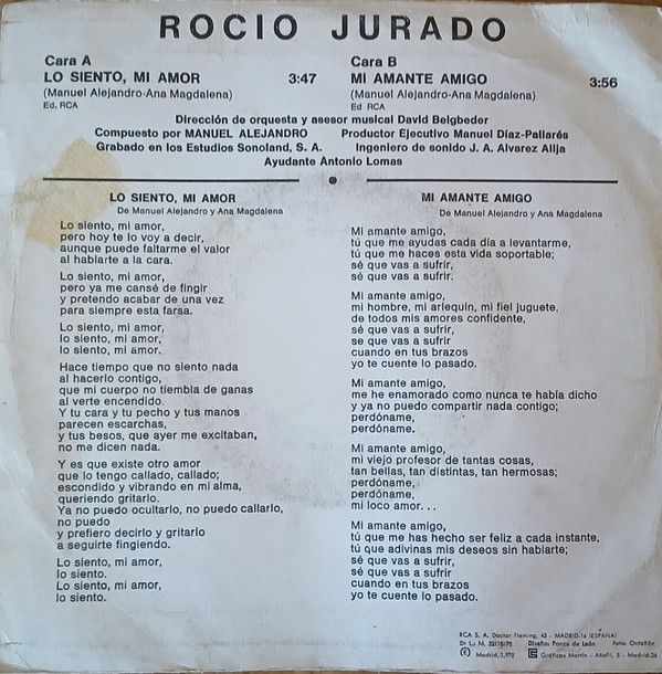 Lo Siento, Mi Amor / Mi Amante Amigo
