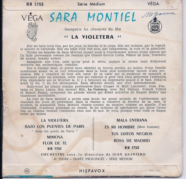 Mi05ODIyLmpwZWc.jpeg Interprète Les Chansons Du Film "La Violetera"