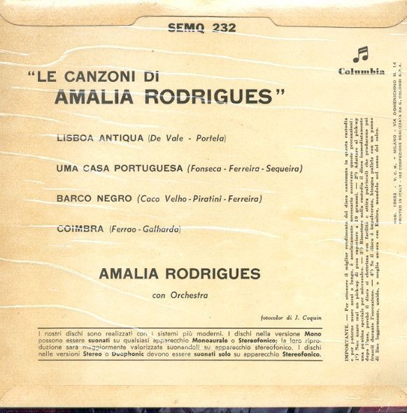 Le Canzoni Di Amalia Rodrigues