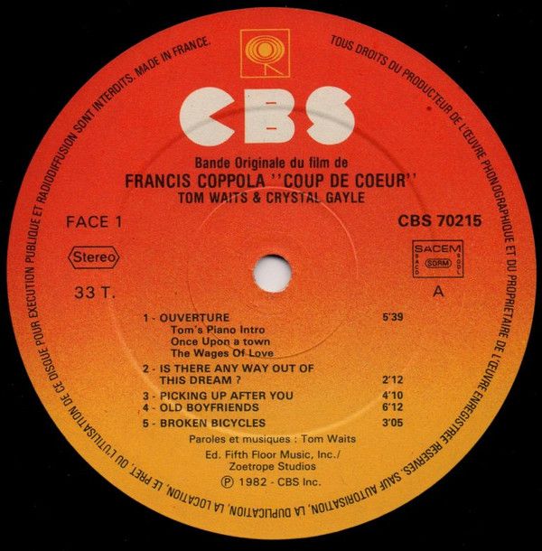 Coup De Cœur (Bande Originale Du Film De Francis Ford Coppola)