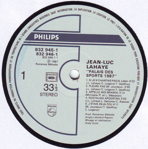 Live Palais Des Sports 1987