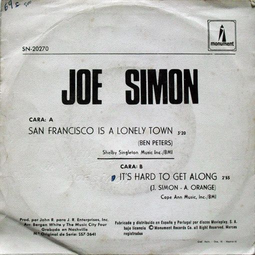 San Francisco Is A Lonely Town / It's Hard To Get Along