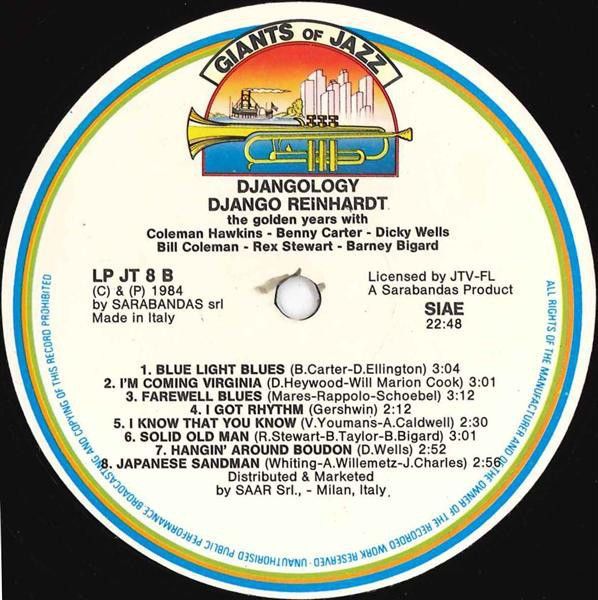 Djangology (The Golden Years With Coleman Hawkins - Benny Carter - Dicky Wells - Bill Coleman - Rex Stewart - Barney Bigard)