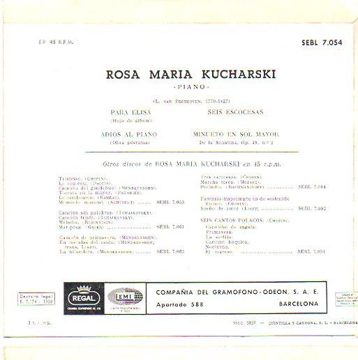 Para Elisa / Adiós Al Piano / Seis Escocesas / Minueto En Sol Mayor
