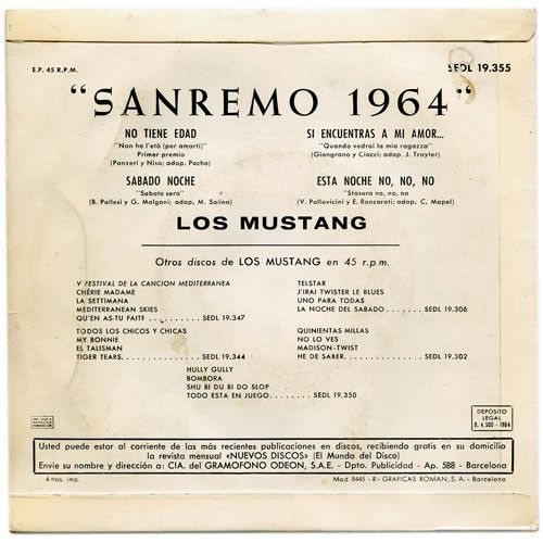 Sanremo 1964 - Los Mustang En Sus Creaciones