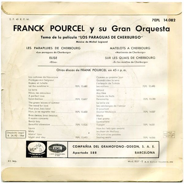 Franck Joue... Les Parapluies De Cherbourg = Los Paráguas De Cherburgo