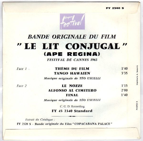 Le Lit Conjugal (Ape Regina) - Bande Originale Du Film