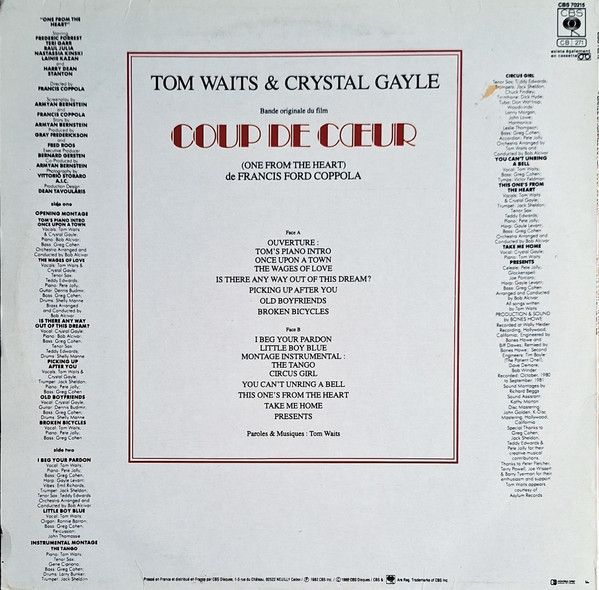Coup De Cœur (Bande Originale Du Film De Francis Ford Coppola)