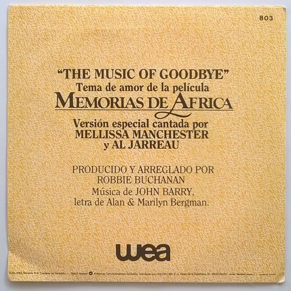 The Music Of Goodbye (Tema De Amor De La Pelicula Memorias De Africa)