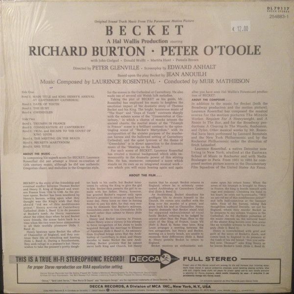Becket (Original  Sound Track Music From The Paramount Motion Picture Becket