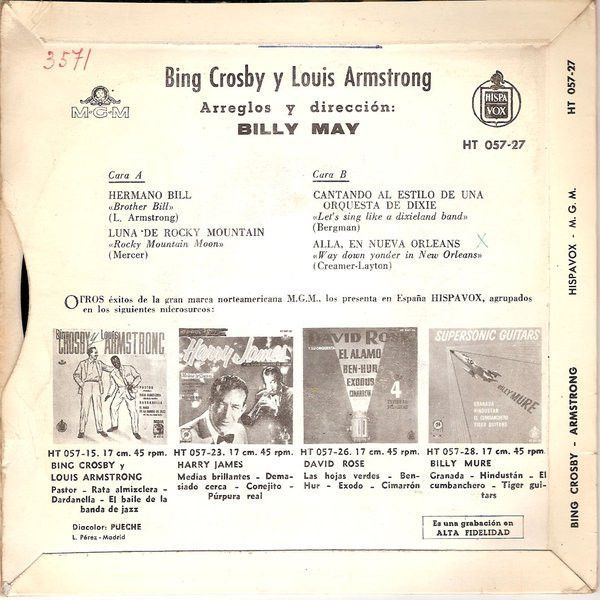 Hermano Bill / Luna De Rocky Mountain / Cantando Al Estilo De Una Orquesta De Dixie / Alla, En Nueva Orleans