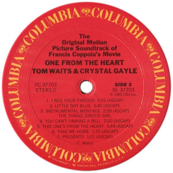 One From The Heart - The Original Motion Picture Soundtrack Of Francis Coppola's Movie