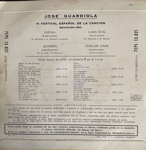 4º Festival Español De La Canción Benidorm 1962