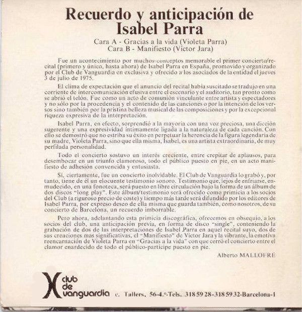 Recuerdo Y Anticipación De Isabel Parra
