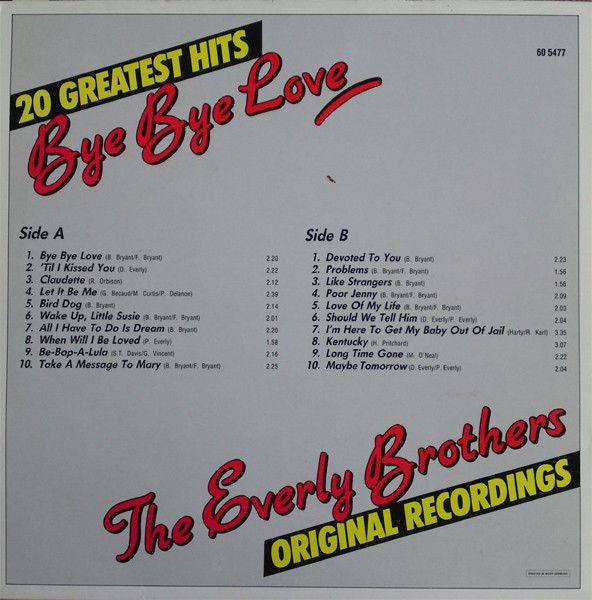20 Greatest Hits / Bye Bye Love