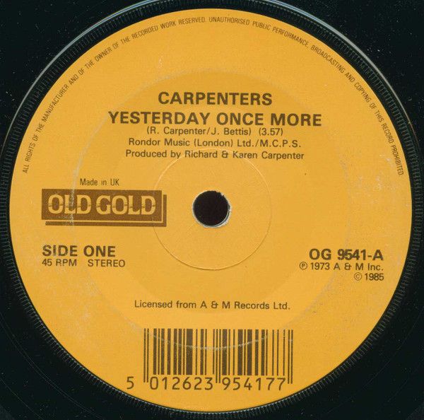 Yesterday Once More / (They Long To Be) Close To You