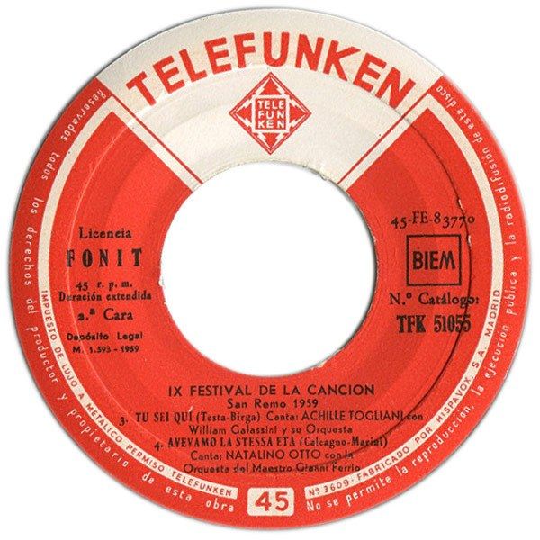 Festival De La Canción - San Remo 1959