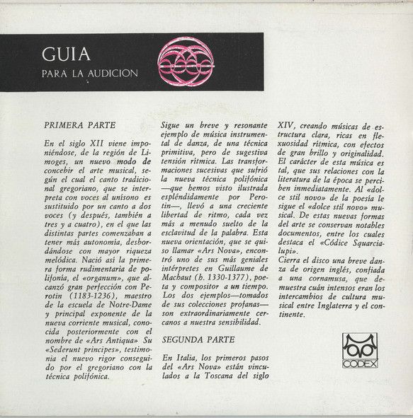 Historia De La Música Codex V: "Ars Antiqua" Y "Ars Nova"