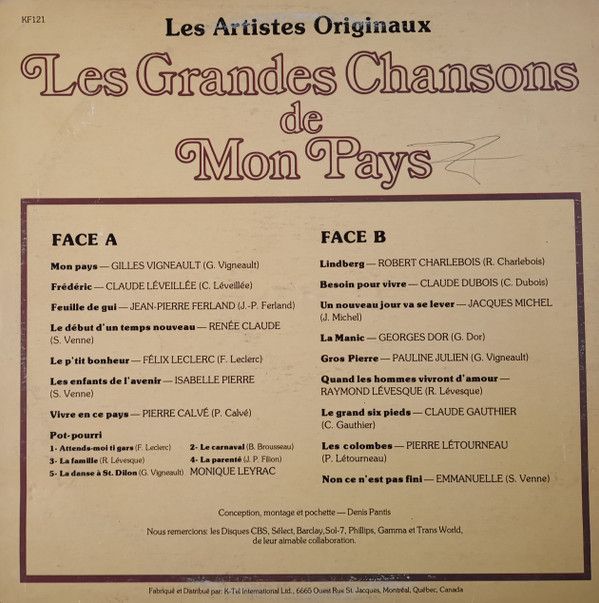 Les Grandes Chansons De Mon Pays