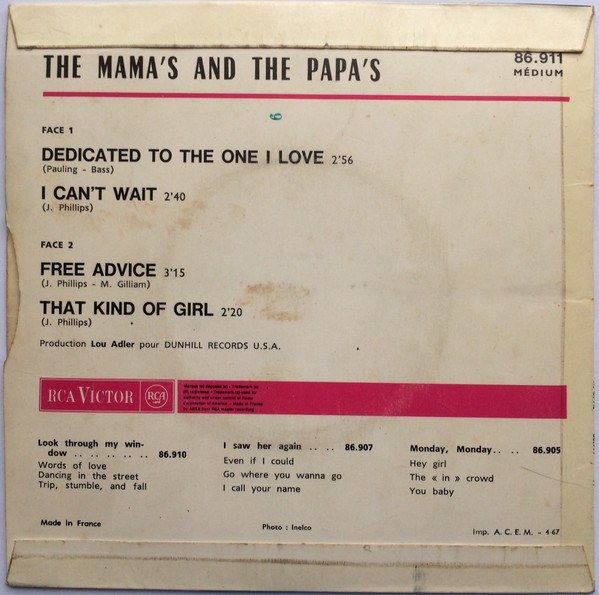 Dedicated To The One I Love / I Can't Wait / Free Advice / That Kind Of Girl
