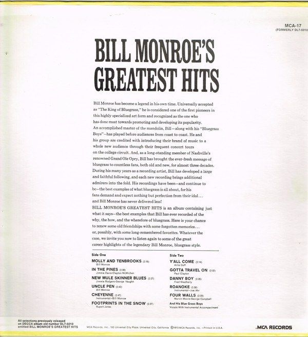 Bill Monroe's Greatest Hits