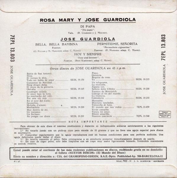 9048b01682d8d9d405840eb21d57d815cfae56e3_0_0.jpeg Dí Papá / Bella, Bella Bambina / Permitídme, Señorita / Hoy Y Siempre