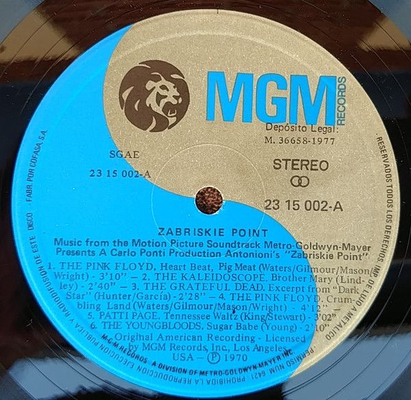 Music From The Motion Picture Sound Track Zabriskie Point