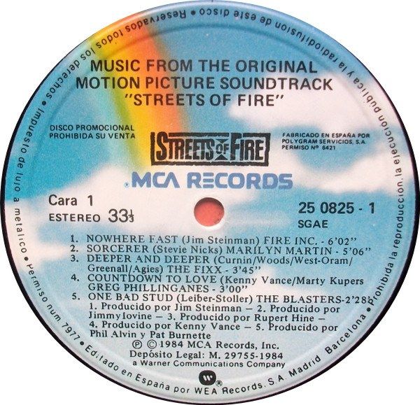Calles De Fuego (Streets Of Fire - A Rock Fantasy)  Music From The Original Motion Picture Soundtrack