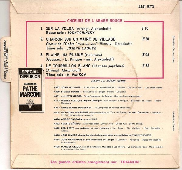 Ensemble De Chant Et De Danse De L'Armée Rouge De L'U.R.S.S.