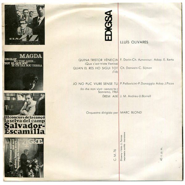 Ni03MjQxLmpwZWc.jpeg Jo No Puc Viure Sense Tu = Io Che Non Vivo -Senza Te- San Remo, 1965