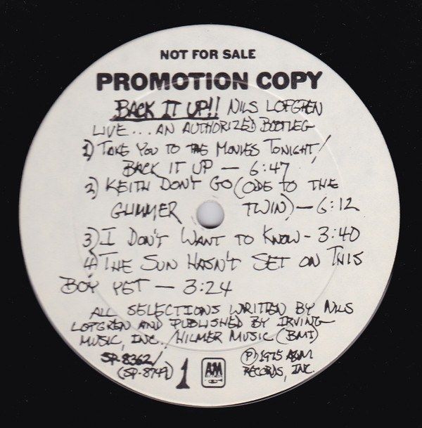 Back It Up!! Nils Lofgren Live An Authorized Bootleg