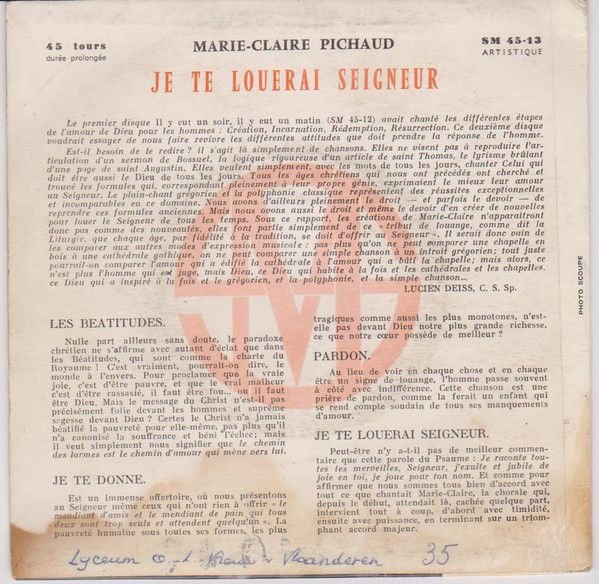 Je Te Louerai, Seigneur