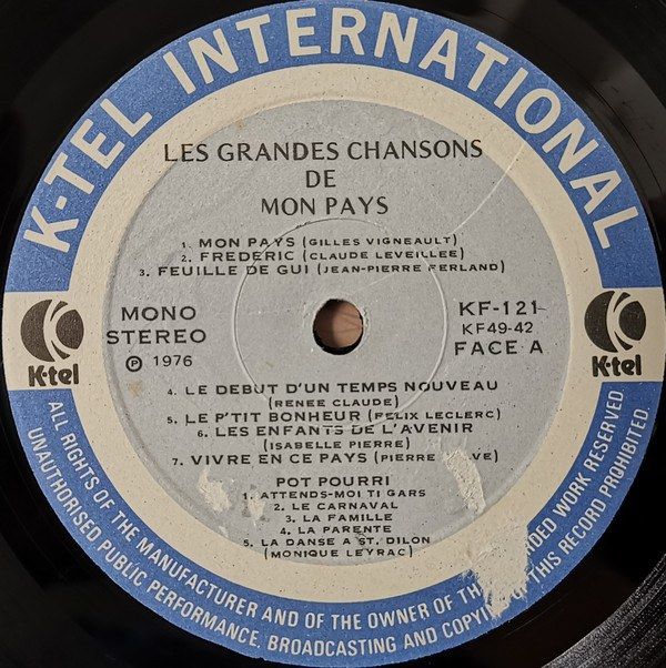 Les Grandes Chansons De Mon Pays