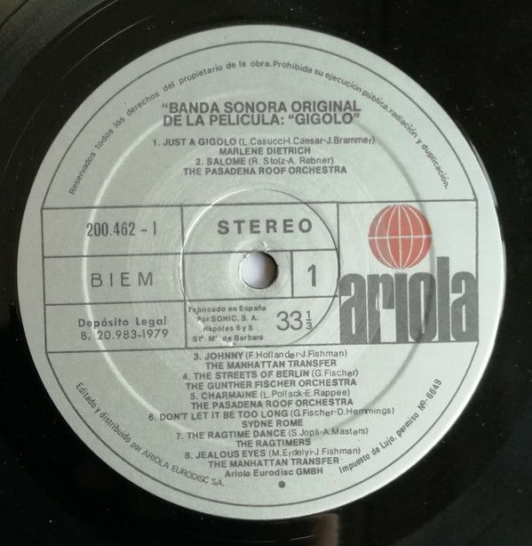 Gigolo (Banda Sonora Original De La Película)