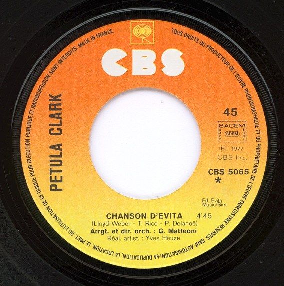 La Chanson D'Evita (Don't Cry For Me Argentina) / Mister Disco