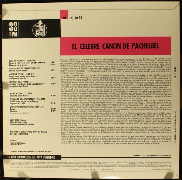 El Celebre Canon De Pachelbel