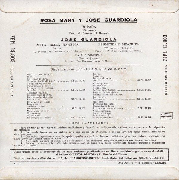 9048b01682d8d9d405840eb21d57d815cfae56e3_0_0.jpeg Dí Papá / Bella, Bella Bambina / Permitídme, Señorita / Hoy Y Siempre