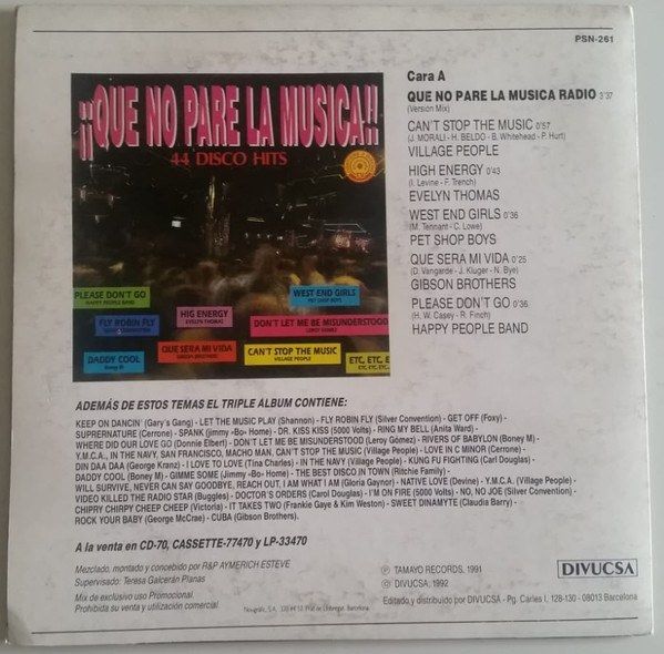 ¡¡¡Que No Pare La Musica!!! 44 Disco Hits