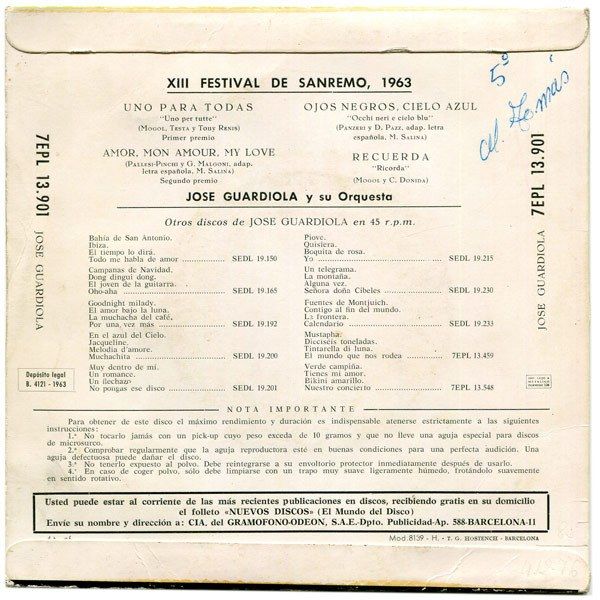 a4cff06d652dd6e20bcc52cf4afc7ea754e71be3_0_0.jpeg Canta Los Exitos Del XIII Festival De Sanremo, 1963