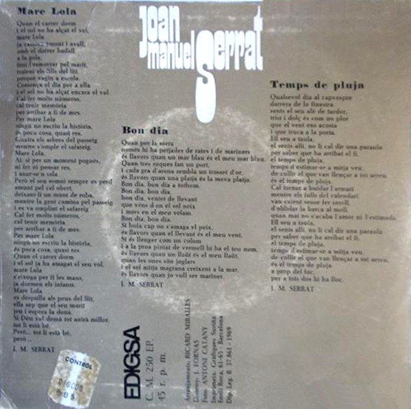 Mare Lola / Bon Dia / Temps De Pluja