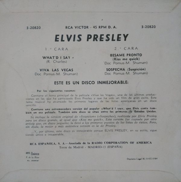 What'd I Say / Viva Las Vegas / Bésame Pronto / Sospecha