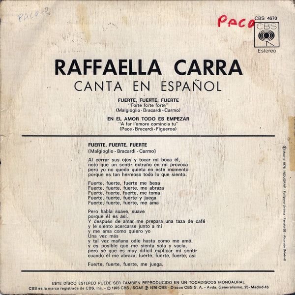 Canta En Español: Fuerte Fuerte Fuerte / En El Amor Todo Es Empezar