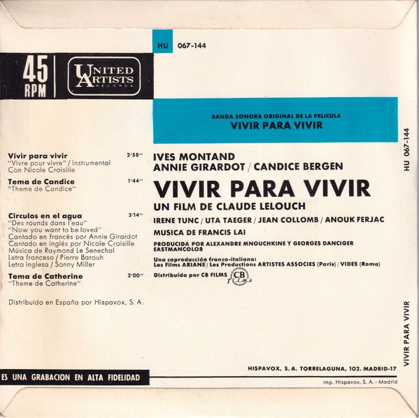 Vivir Para Vivir = Vivre Pour Vivre (Banda Sonora Original De La Película)