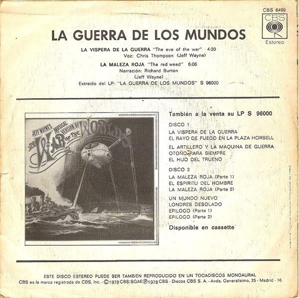 The War Of The Worlds = La Guerra De Los Mundos