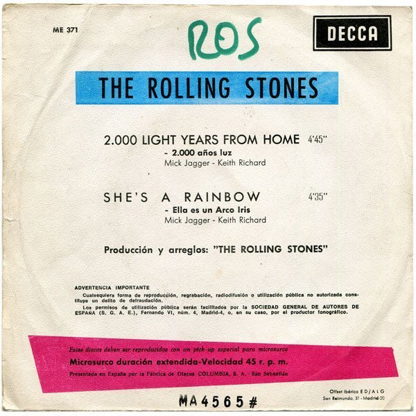 2,000 Light Years From Home / She's A Rainbow
