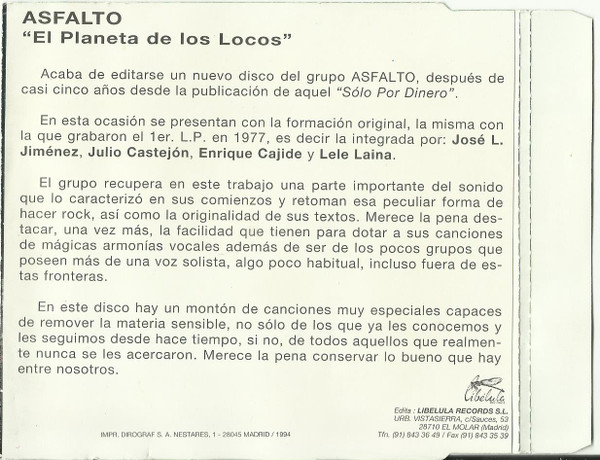 Temas Extraídos Del LP "El Planeta De Los Locos"