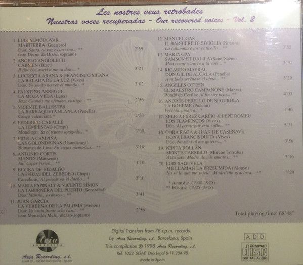 Les Nostres Veus Retrobades Vol. 2. 1900-1950 Opera Zarzuela Songs 15