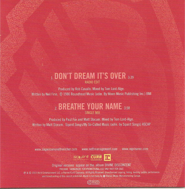 7c588c95033efdd82f37c98aca0c343270a014c6_0_0.jpeg Don't Dream It's Over / Breathe Your Name