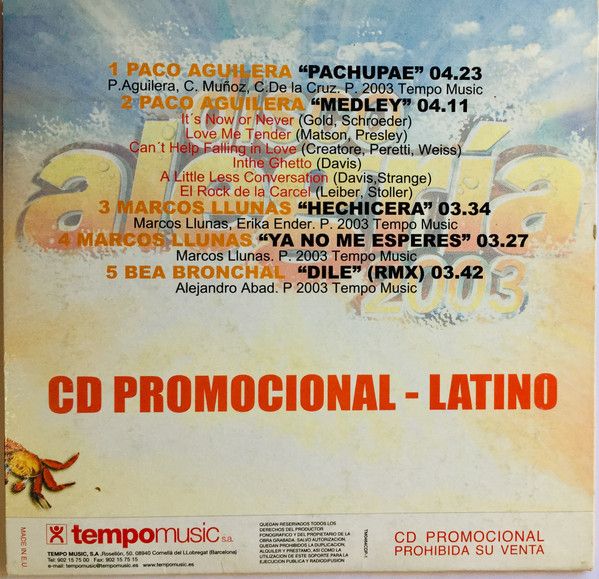785e4e94af395f75ba7035e9a54b3a371fbc8f61_0_0.jpeg Disco Alegría 2003 - Cd Promocional Latino