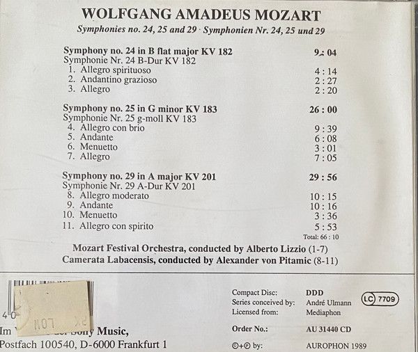 Sinfonien Nr. 24, 25, 29